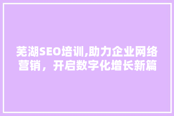 芜湖SEO培训,助力企业网络营销，开启数字化增长新篇章