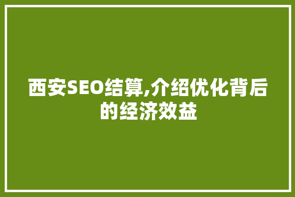 西安SEO结算,介绍优化背后的经济效益