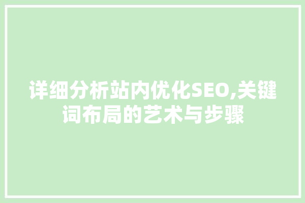 详细分析站内优化SEO,关键词布局的艺术与步骤