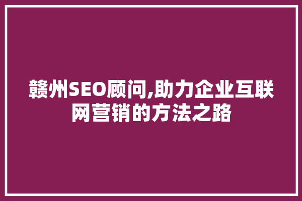 赣州SEO顾问,助力企业互联网营销的方法之路