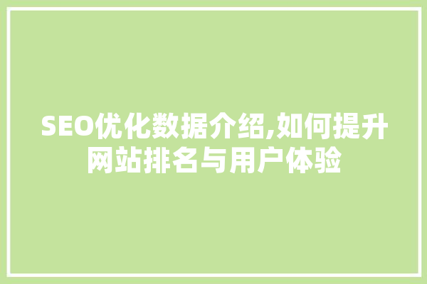 SEO优化数据介绍,如何提升网站排名与用户体验