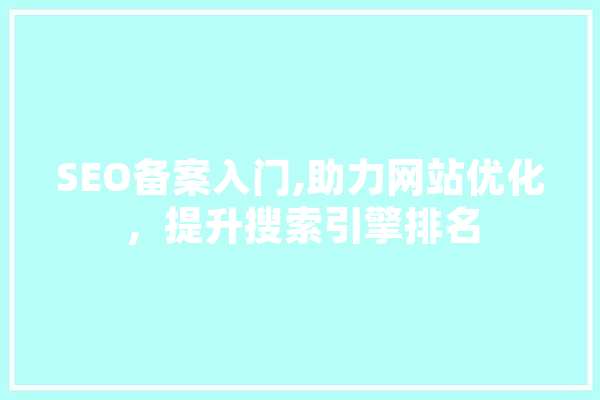 SEO备案入门,助力网站优化，提升搜索引擎排名