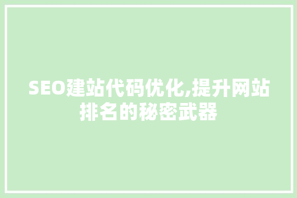 SEO建站代码优化,提升网站排名的秘密武器
