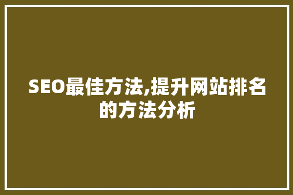 SEO最佳方法,提升网站排名的方法分析
