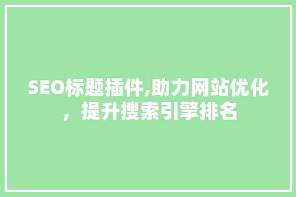 SEO标题插件,助力网站优化，提升搜索引擎排名