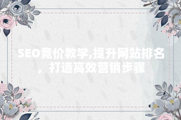 SEO竞价教学,提升网站排名，打造高效营销步骤