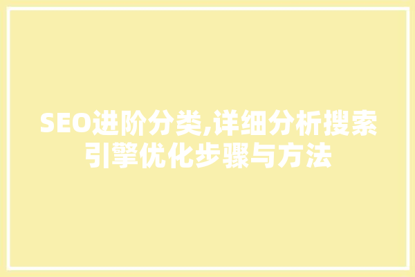 SEO进阶分类,详细分析搜索引擎优化步骤与方法