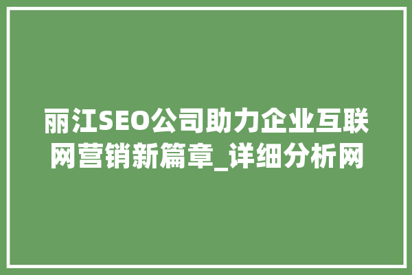 丽江SEO公司助力企业互联网营销新篇章_详细分析网络推广之路
