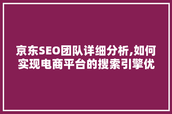 京东SEO团队详细分析,如何实现电商平台的搜索引擎优化