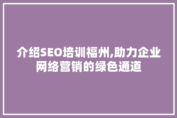 介绍SEO培训福州,助力企业网络营销的绿色通道