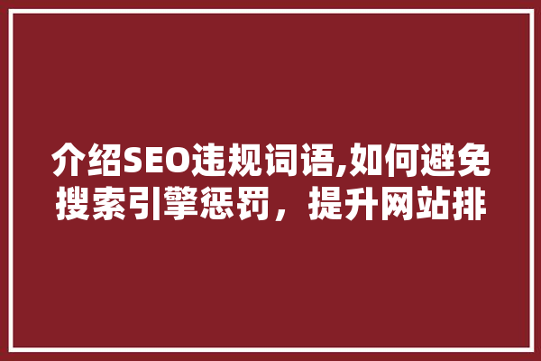 介绍SEO违规词语,如何避免搜索引擎惩罚，提升网站排名
