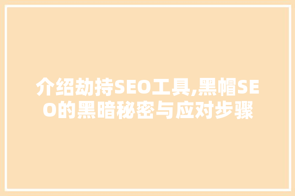 介绍劫持SEO工具,黑帽SEO的黑暗秘密与应对步骤