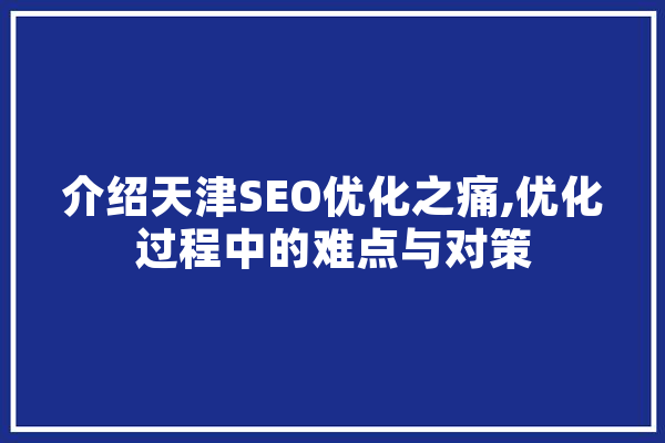 介绍天津SEO优化之痛,优化过程中的难点与对策