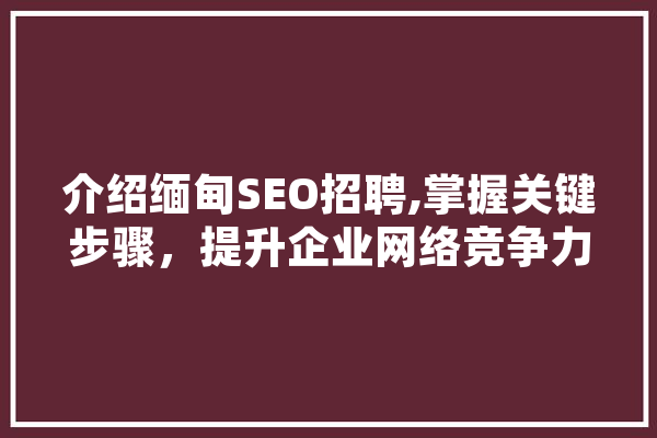 介绍缅甸SEO招聘,掌握关键步骤，提升企业网络竞争力