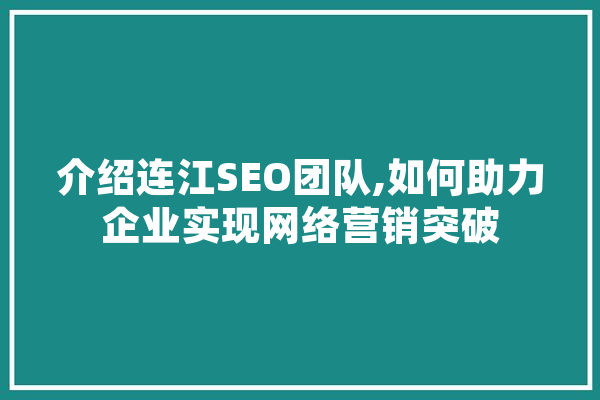 介绍连江SEO团队,如何助力企业实现网络营销突破 计算机