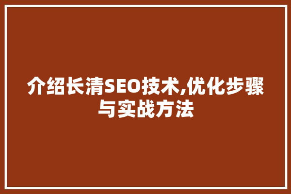 介绍长清SEO技术,优化步骤与实战方法