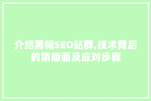 介绍黑帽SEO站群,技术背后的阴暗面及应对步骤
