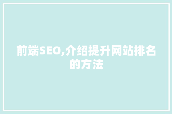 前端SEO,介绍提升网站排名的方法