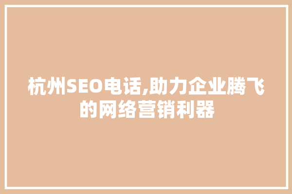 杭州SEO电话,助力企业腾飞的网络营销利器