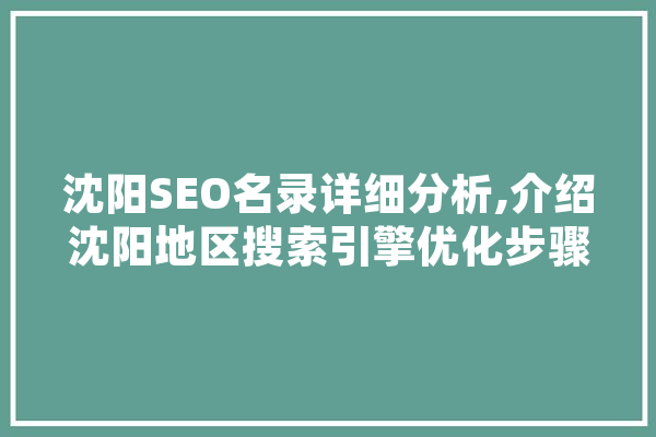 沈阳SEO名录详细分析,介绍沈阳地区搜索引擎优化步骤与实战方法