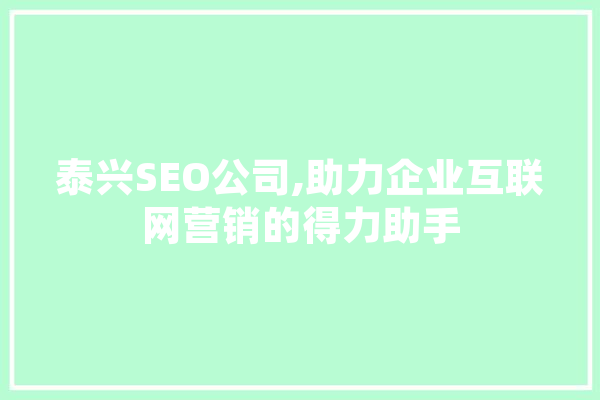 泰兴SEO公司,助力企业互联网营销的得力助手