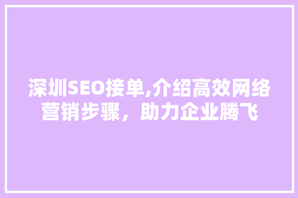 深圳SEO接单,介绍高效网络营销步骤，助力企业腾飞