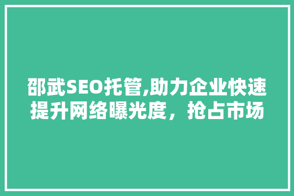 邵武SEO托管,助力企业快速提升网络曝光度，抢占市场先机