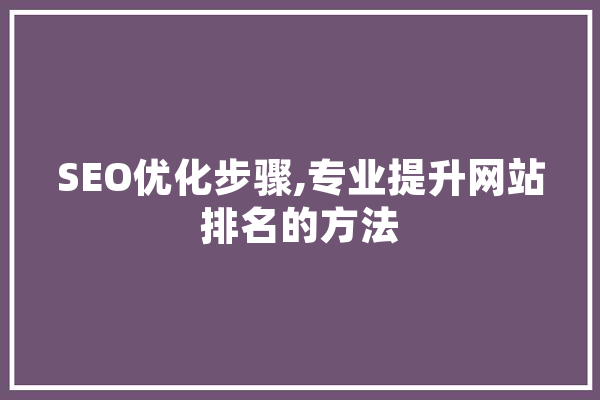 SEO优化步骤,专业提升网站排名的方法 智能问答
