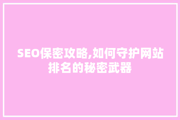 SEO保密攻略,如何守护网站排名的秘密武器