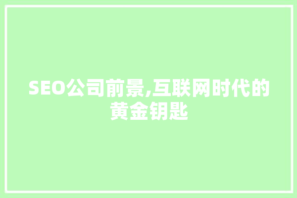 SEO公司前景,互联网时代的黄金钥匙