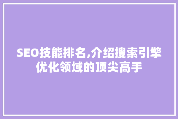 SEO技能排名,介绍搜索引擎优化领域的顶尖高手