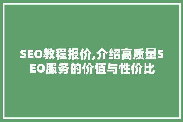 SEO教程报价,介绍高质量SEO服务的价值与性价比