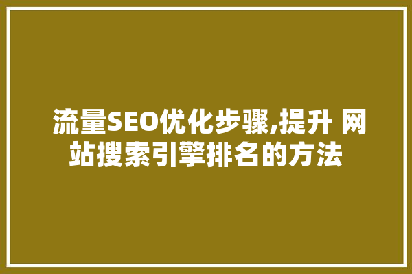  流量SEO优化步骤,提升 网站搜索引擎排名的方法