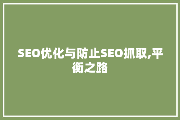 SEO优化与防止SEO抓取,平衡之路