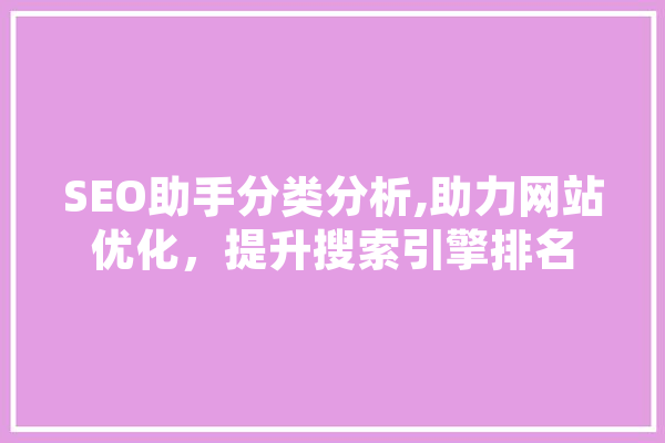 SEO助手分类分析,助力网站优化，提升搜索引擎排名