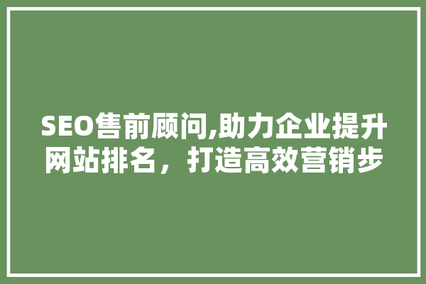 SEO售前顾问,助力企业提升网站排名，打造高效营销步骤