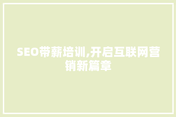 SEO带薪培训,开启互联网营销新篇章