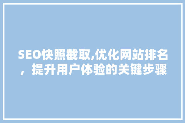 SEO快照截取,优化网站排名，提升用户体验的关键步骤