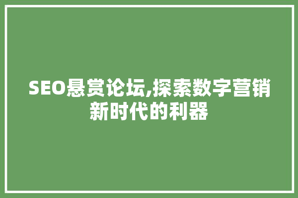 SEO悬赏论坛,探索数字营销新时代的利器