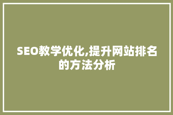SEO教学优化,提升网站排名的方法分析
