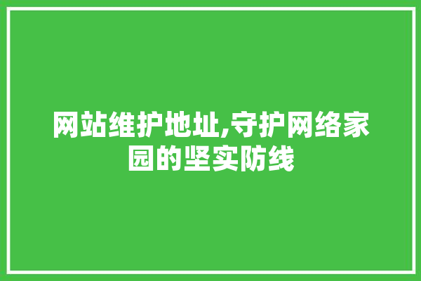 网站维护地址,守护网络家园的坚实防线