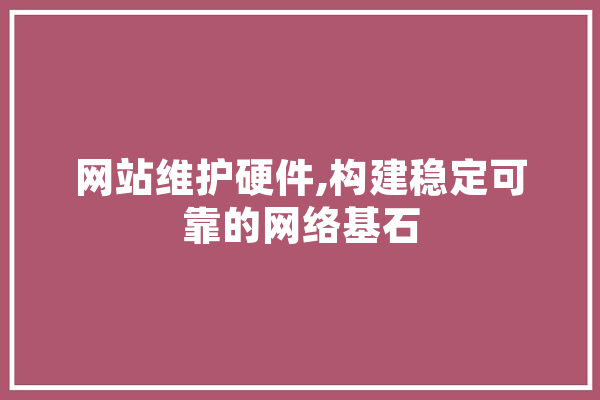 网站维护硬件,构建稳定可靠的网络基石