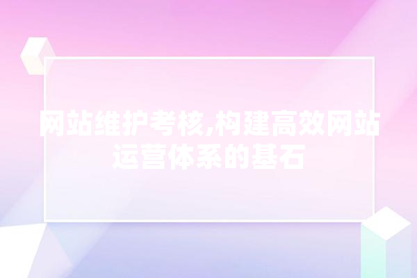 网站维护考核,构建高效网站运营体系的基石