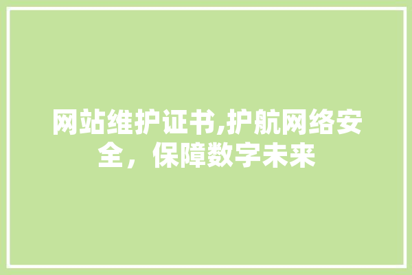 网站维护证书,护航网络安全，保障数字未来