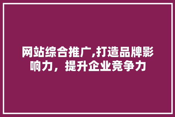 网站综合推广,打造品牌影响力，提升企业竞争力
