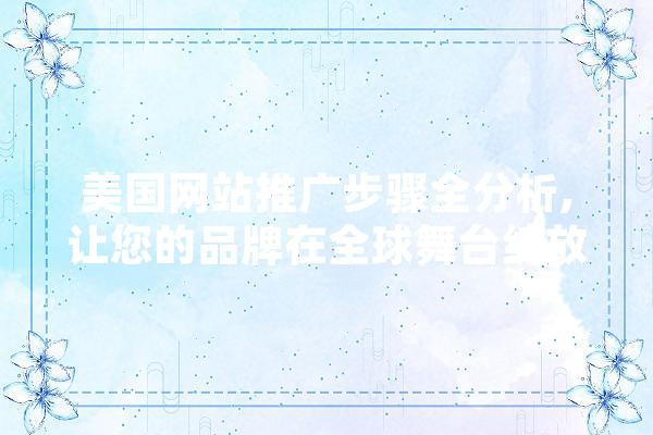 美国网站推广步骤全分析,让您的品牌在全球舞台绽放光彩