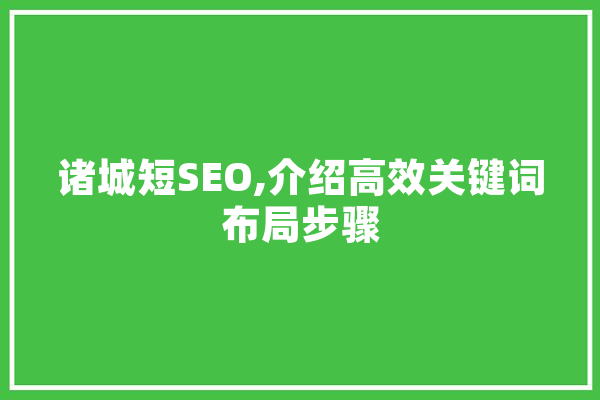 诸城短SEO,介绍高效关键词布局步骤