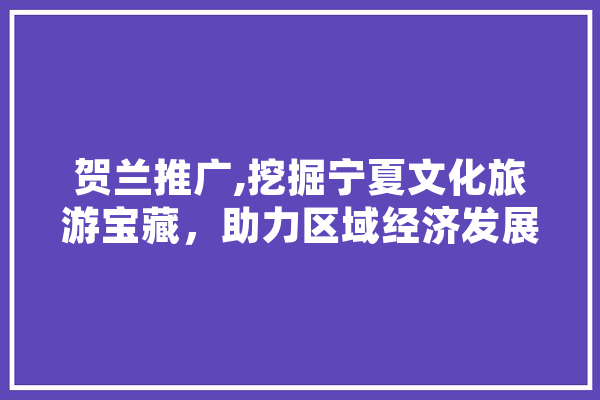 贺兰推广,挖掘宁夏文化旅游宝藏，助力区域经济发展
