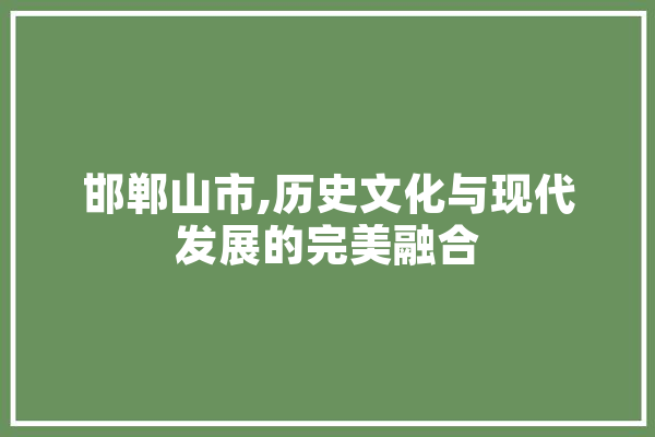 邯郸山市,历史文化与现代发展的完美融合
