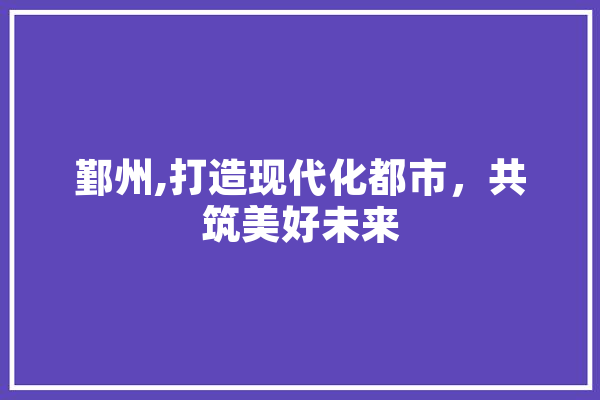 鄞州,打造现代化都市，共筑美好未来